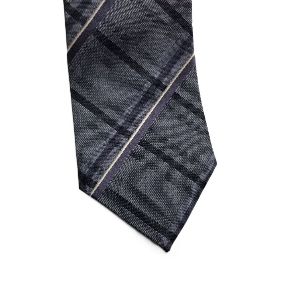 Marc Anthony Men's Gray Plaid Silk Blend Tie 60 in 3.25 Woven Necktie